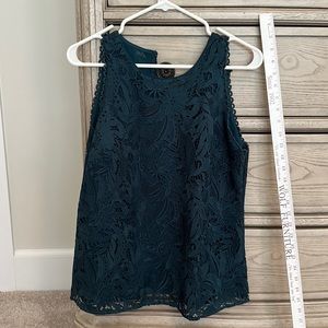 NWT Ann Taylor dark teal lace shell- size 4